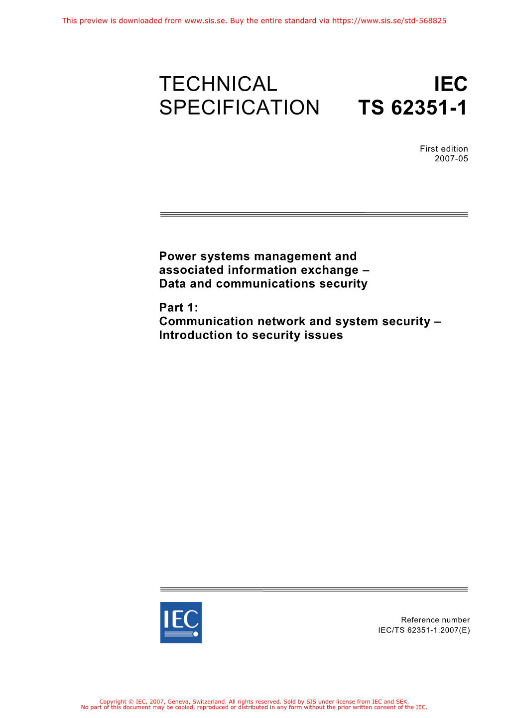 Technical Iec Specification Ts 62351-1