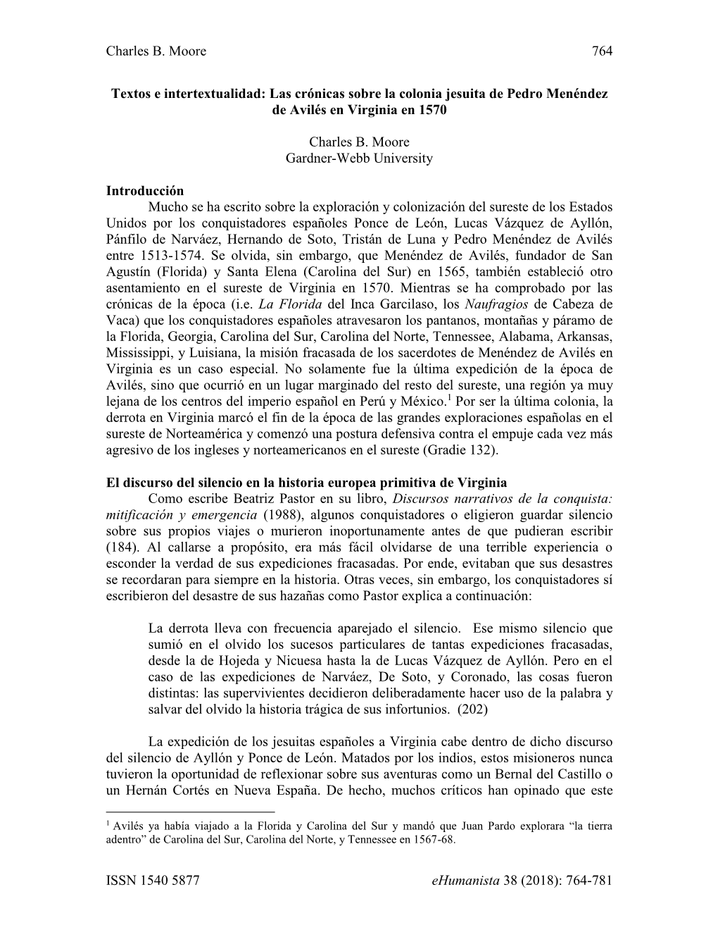 Las Crónicas De La Misión Española a Virginia En 1570