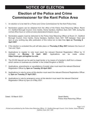 PCC Notice of Election