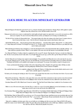 Minecraft Java Free Trial