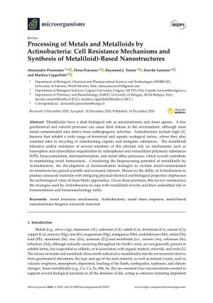 Processing of Metals and Metalloids by Actinobacteria: Cell Resistance Mechanisms and Synthesis of Metal(Loid)-Based Nanostructures