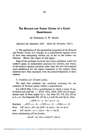 The Brocard and Tucker Circles of a Cyclic Quadrilateral