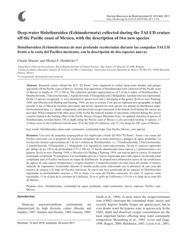 Deep-Water Holothuroidea (Echinodermata) Collected During the TALUD Cruises Off the Pacific Coast of Mexico, with the Description of Two New Species