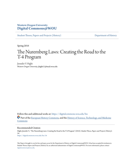 The Nuremberg Laws: Creating the Road to the T-4 Program