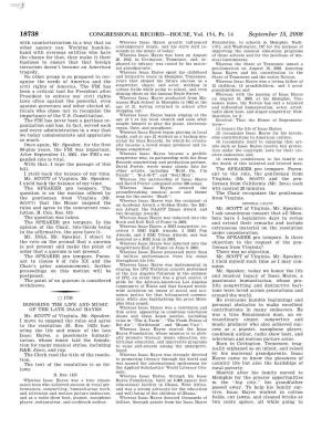 CONGRESSIONAL RECORD—HOUSE, Vol. 154, Pt. 14 September