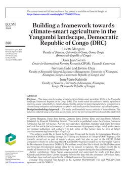 Building a Framework Towards Climate-Smart Agriculture in the Yangambi Landscape, Democratic 320 Republic of Congo (DRC)