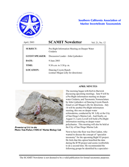 SCAMIT Newsletter Vol. 21 No. 12 2003 April