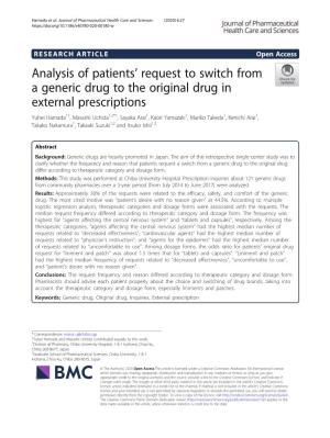Analysis of Patients' Request to Switch from a Generic Drug to the Original