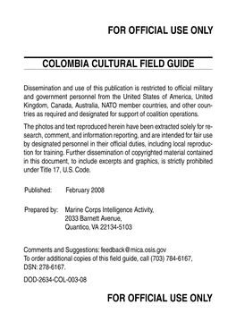 Colombia CULTURAL FIELD GUIDE