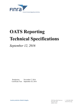 OATS Reporting Technical Specifications September 12, 2016