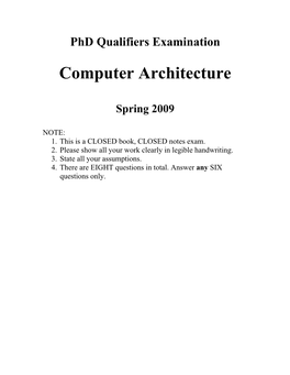Computer Architecture Sample Questions