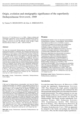 Origin, Evolution and Stratigraphic Significance of the Superfamily Deshayesitaceae STOYANOW, 1949