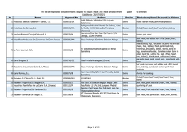 Spain to Vietnam the List of Registered Establishments Eligible to Export Meat and Meat Product from Update on 20/07/2021