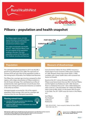 Pilbara – Population and Health Snapshot