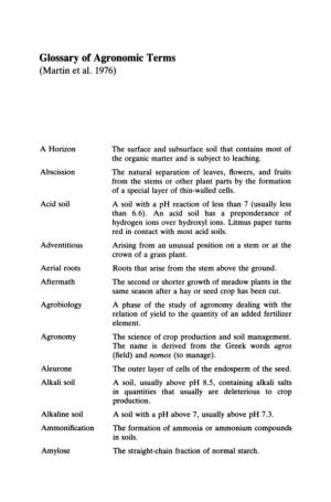 Glossary of Agronomic Terms (Martin Et Al