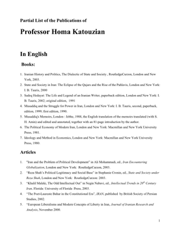 Professor Homa Katouzian
