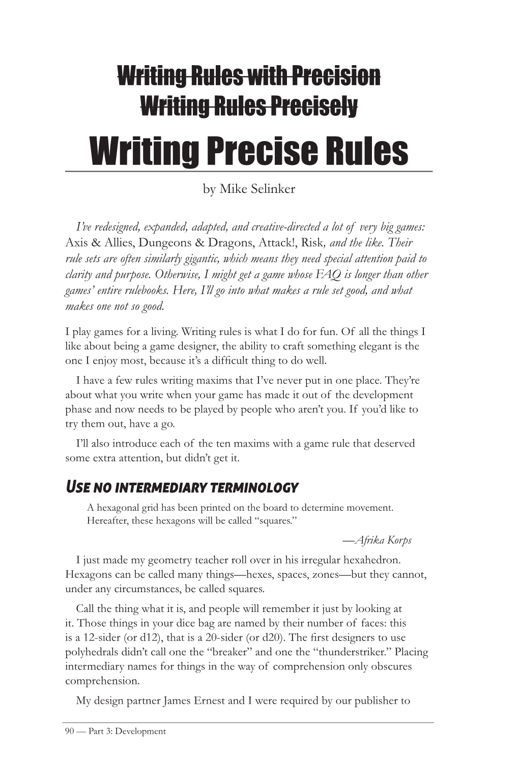 Writing Precise Rules by Mike Selinker