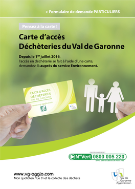 Carte D'accès Déchèteries Du Val De Garonne
