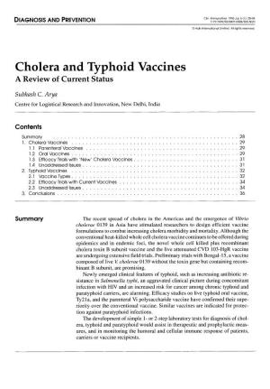 Cholera and Typhoid Vaccines a Review of Current Status