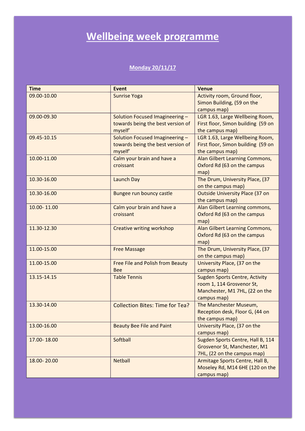 Wellbeing Week Programme