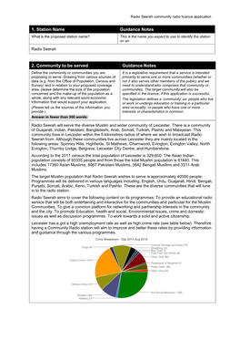 Radio Seerah Community Radio Licence Application