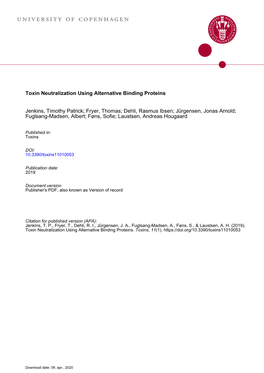 University of Copenhagen, DK-2200 København N, Denmark * Correspondence: Ahola@Bio.Dtu.Dk; Tel.: +45-2988-1134 † These Authors Contributed Equally to This Work