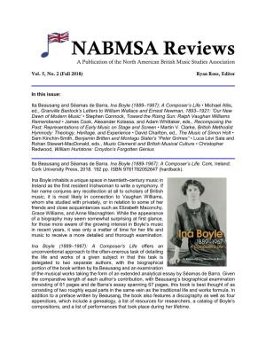 NABMSA Reviews a Publication of the North American British Music Studies Association