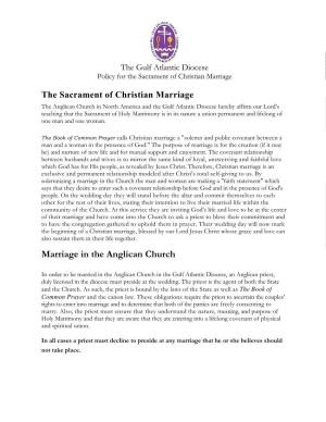 Policy for the Sacrament of Christian Marriage