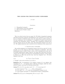 The Axioms for Triangulated Categories