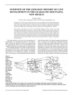 Overview of the Geologic History of Cave Development in the Guadalupe Mountains, New Mexico