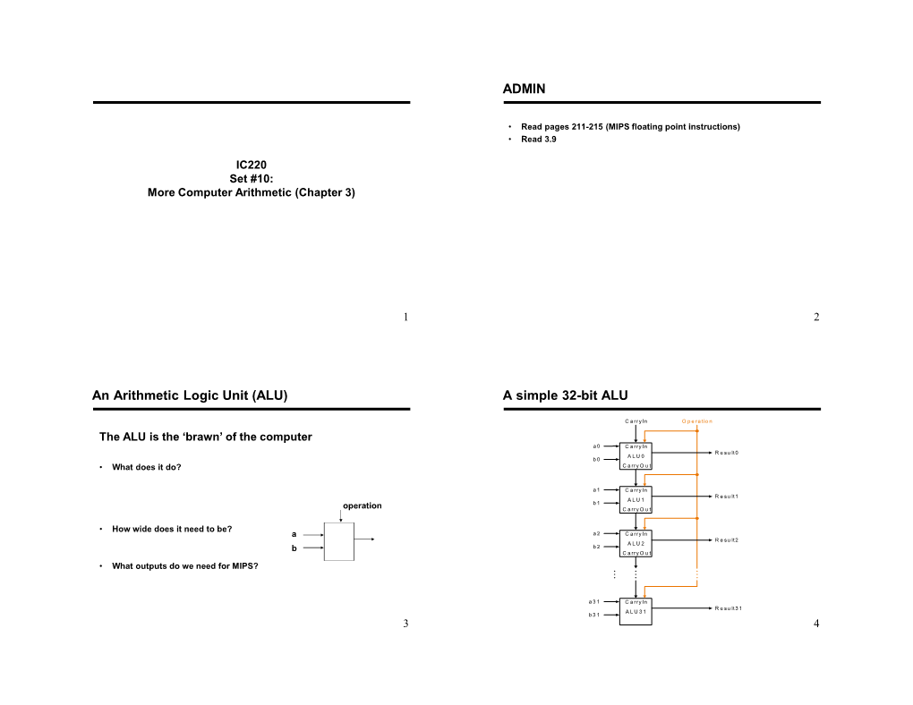 ADMIN an Arithmetic Logic Unit (ALU) a Simple 32-Bit