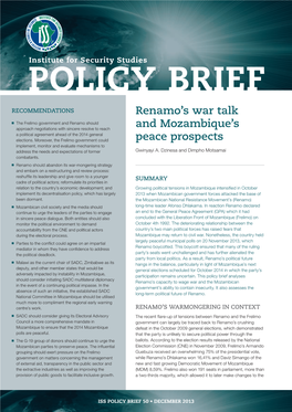 Renamo's War Talk and Mozambique's Peace Prospects