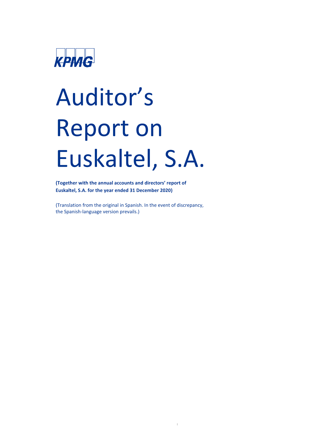 Auditor's Report on Euskaltel, S.A