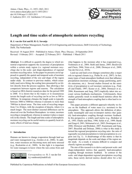 Length and Time Scales of Atmospheric Moisture Recycling