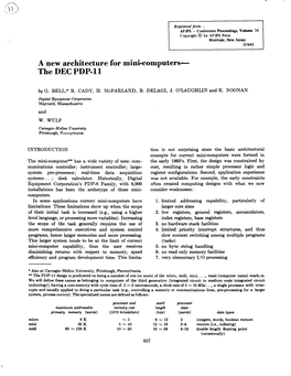 A New Architecture for Mini-Computers -- the DEC PDP-11