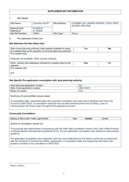 COOMBE LEA, GRAND AVENUE, HOVE, EAST SUSSEX, BN3 2NE National Grid N 529019, Reference: E 104608 Site Ref Number: 79854 Site Type:1 Macro