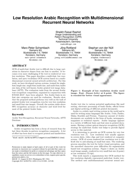 Low Resolution Arabic Recognition with Multidimensional Recurrent Neural Networks
