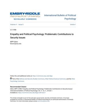 Empathy and Political Psychology: Problematic Contributions to Security Issues