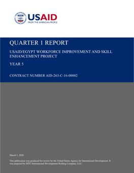 Quarter 1 Report: USAID/Egypt Workforce Improvement and Skill