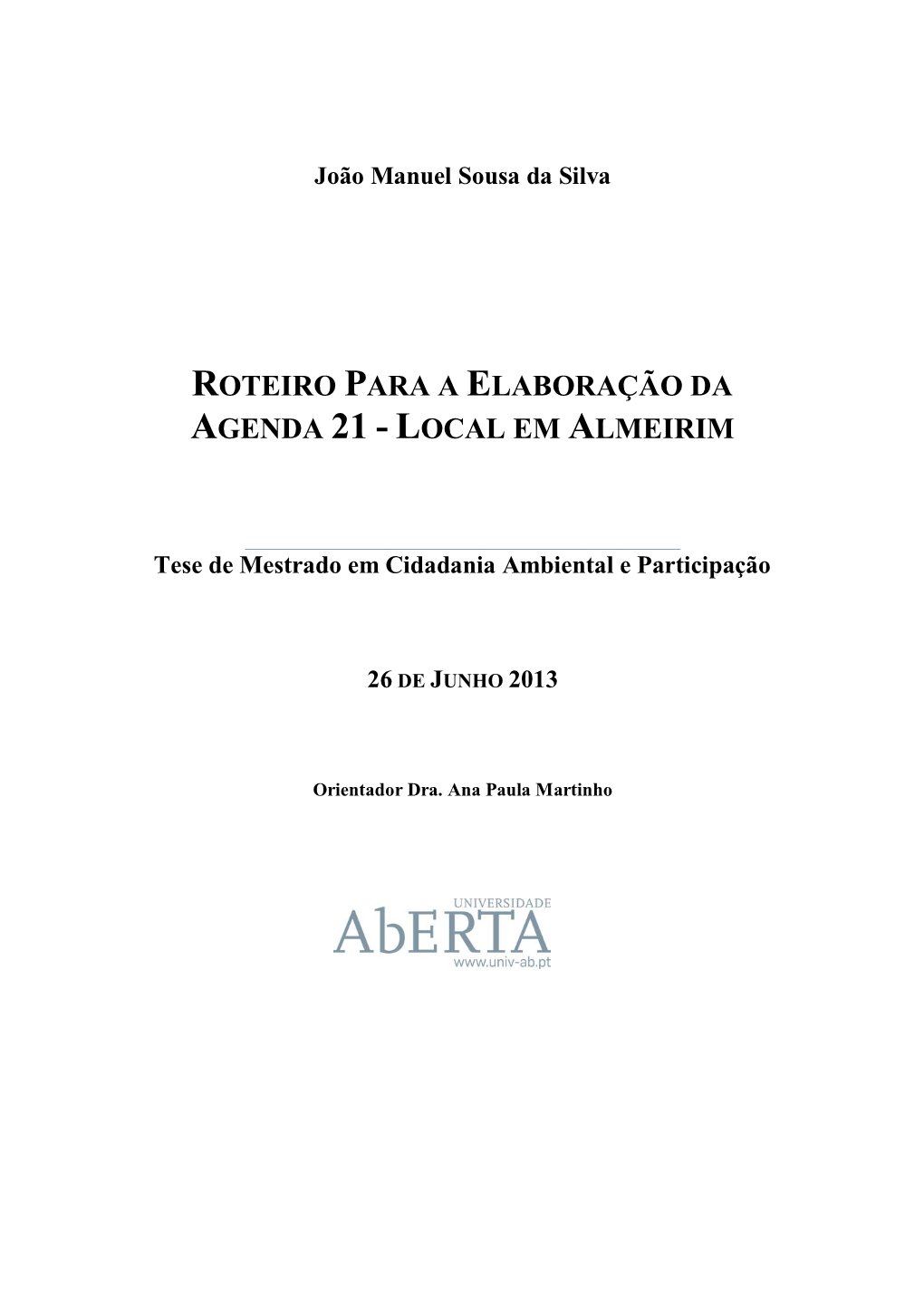 Roteiro Para a Elaboração Da Agenda 21 - Local Em Almeirim