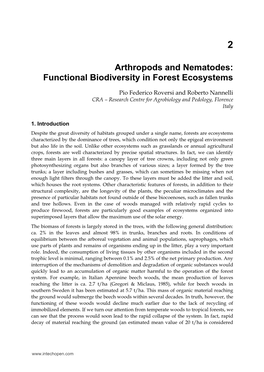 Arthropods and Nematodes: Functional Biodiversity in Forest Ecosystems