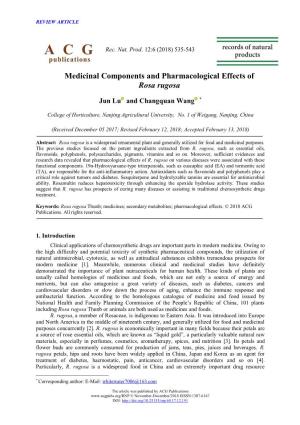 Medicinal Components and Pharmacological Effects of Rosa Rugosa