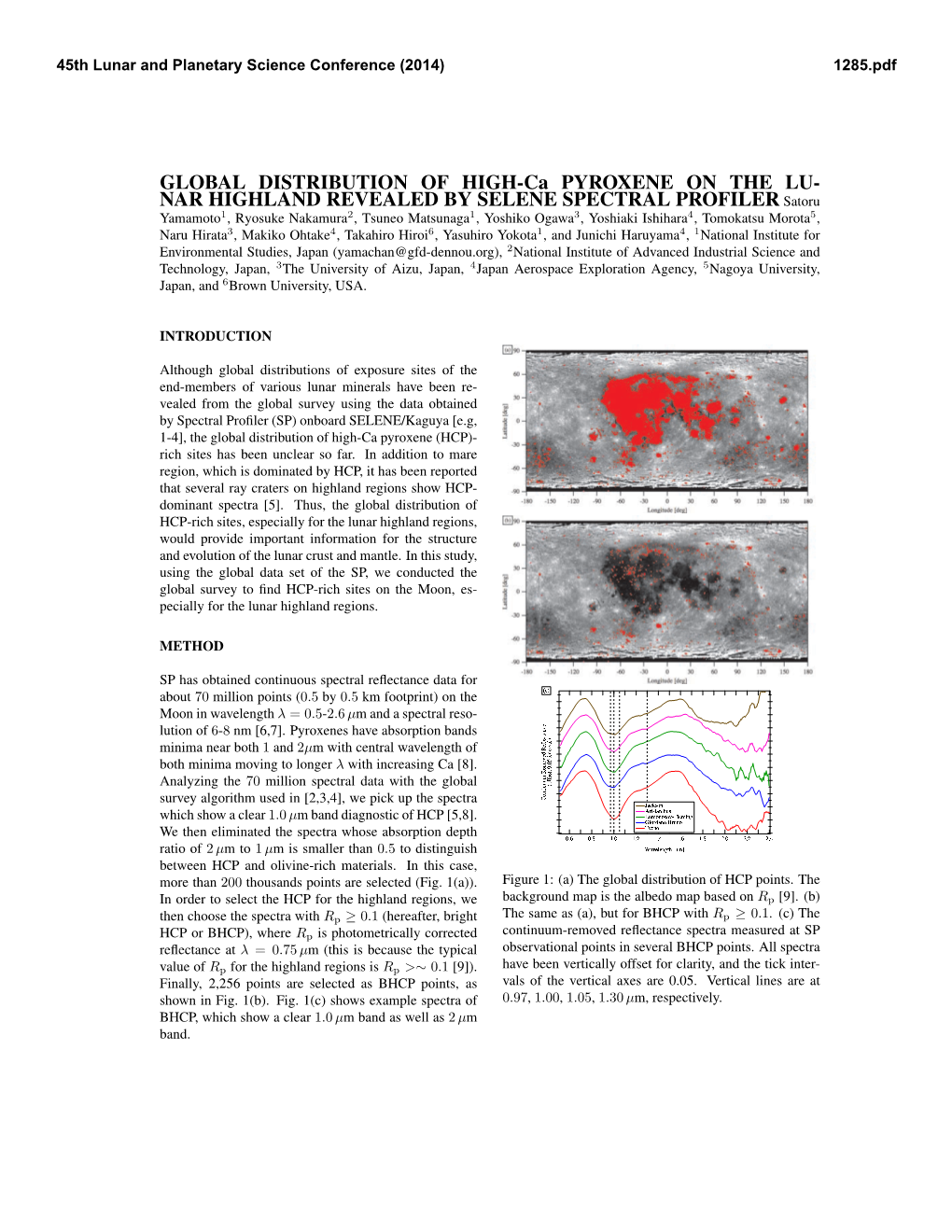 GLOBAL DISTRIBUTION of HIGH-Ca PYROXENE on the LU