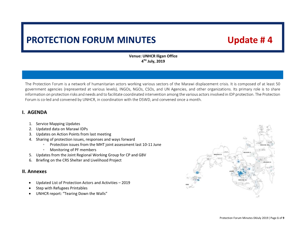 PROTECTION FORUM MINUTES Update # 4