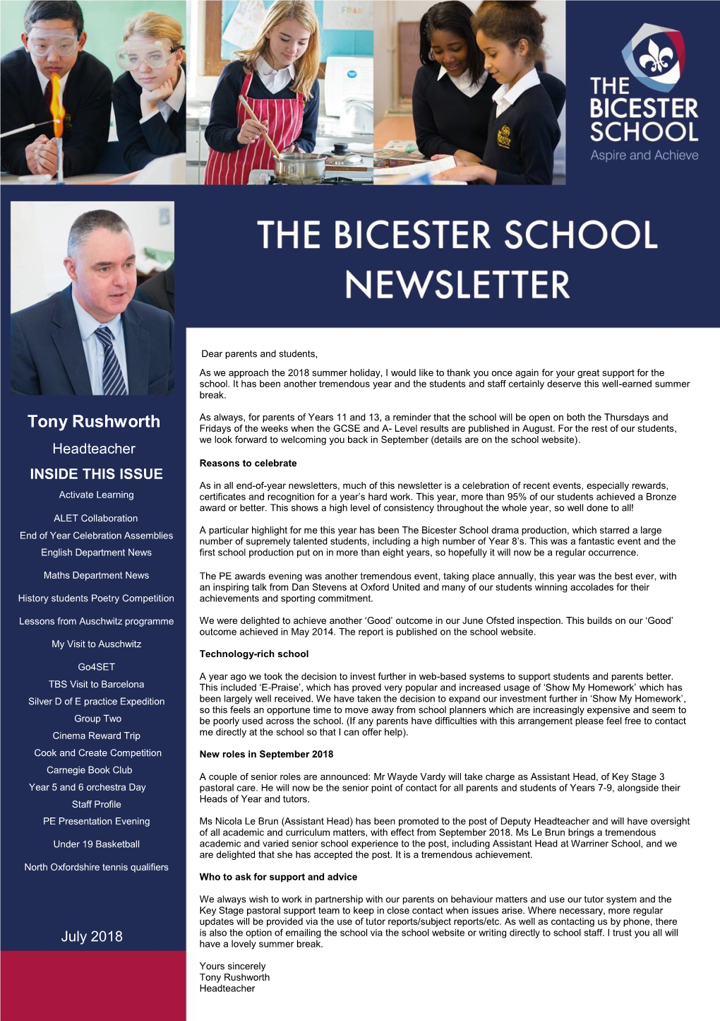 Newsletter – July 2018