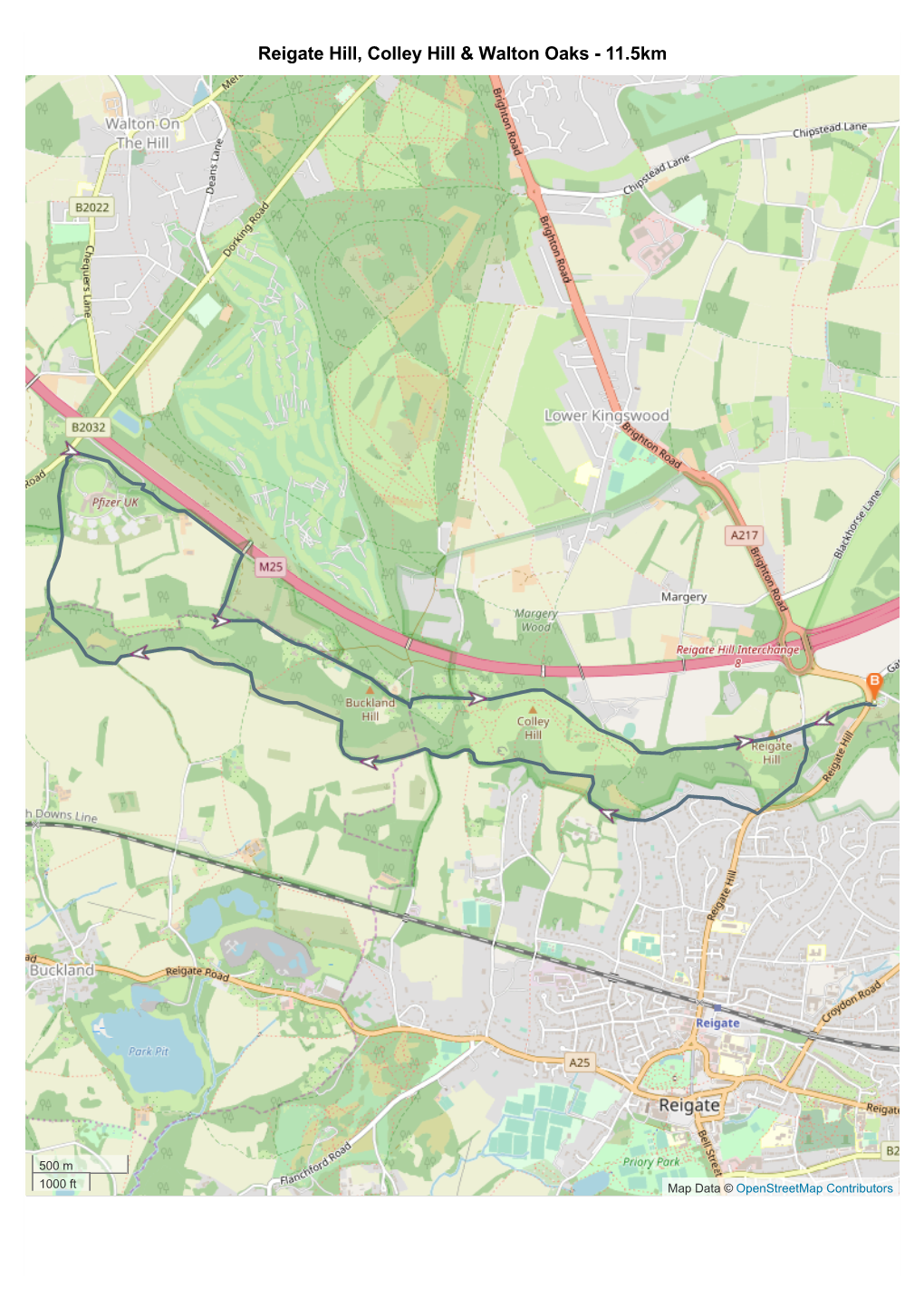 Reigate Hill, Colley Hill & Walton Oaks