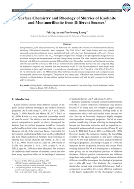 Surface Chemistry and Rheology of Slurries of Kaolinite and Montmorillonite from Different Sources †