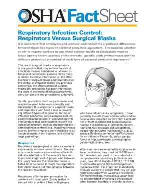 Handout Surgical Masks Are Not Respirators