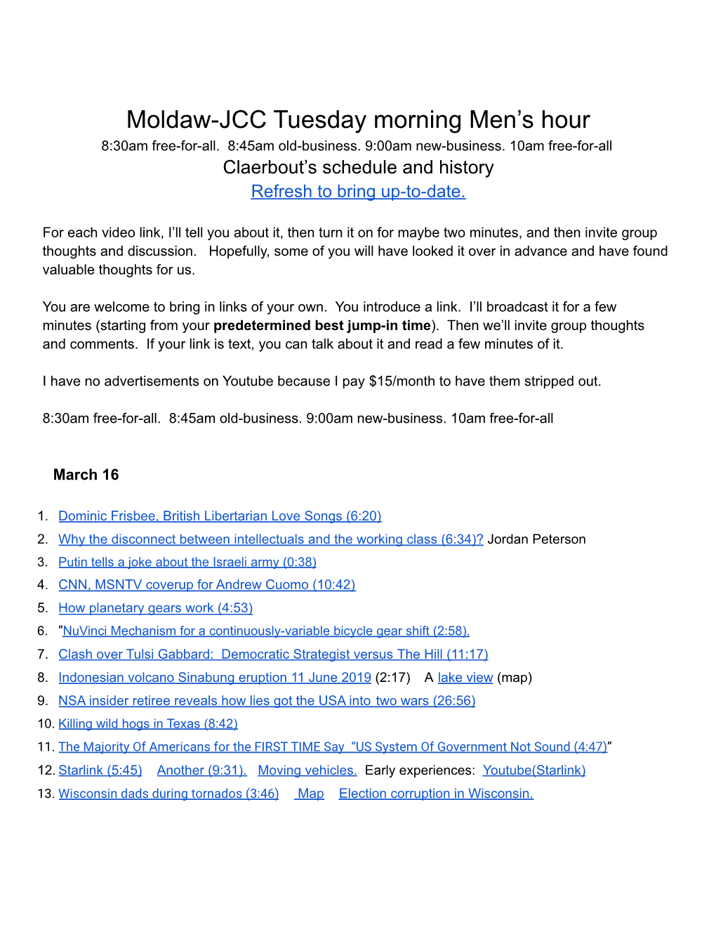 Moldaw-JCC Tuesday Morning Men's Hour