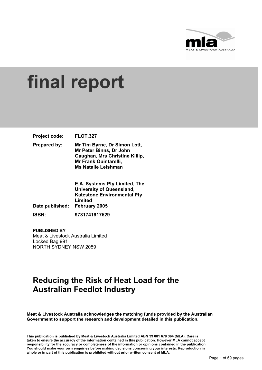 FLOT.327 Final Report